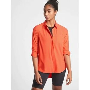Athleta Urbanite Silky Stretchy Relaxed Structured Performance Top Women M Coral